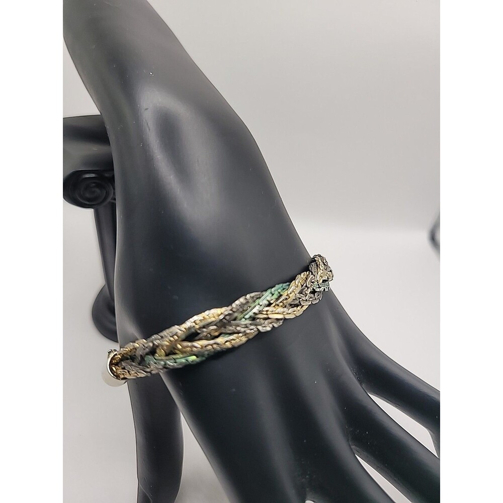 Vintage Mixed Metal Braided Multi Strand Bracelet Silver Gold Tone‎ Jewelry